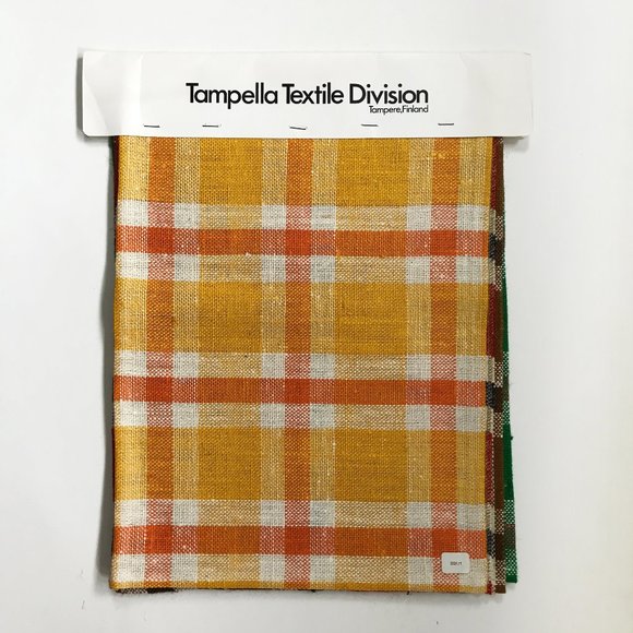 Mid-Century Tampella Finland Linen Plaid Checkered Swatches Set of 4 - Picture 1 of 7